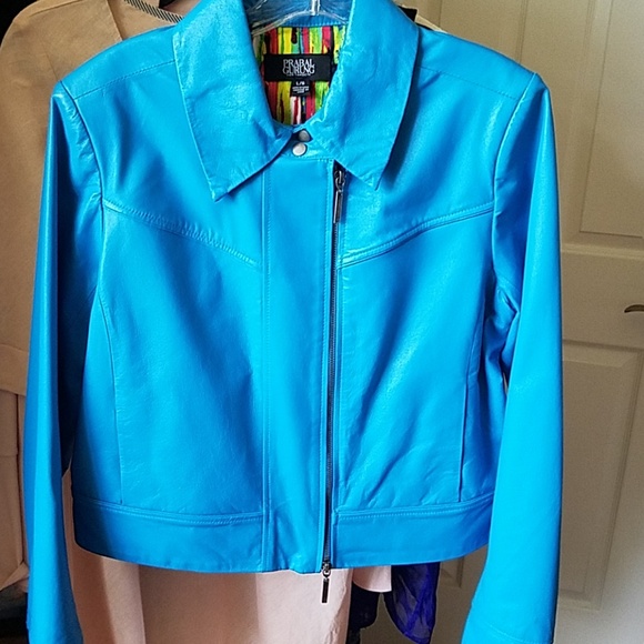 Meet your Posher, Marlene  Blue leather jacket - Picture 2 of 4
